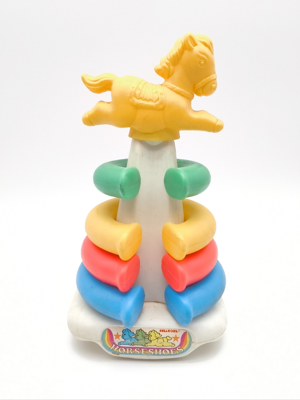 Vintage 1985 Shelcore Horseshoe Stacking Loops Baby Toy Pony Topper 1980's